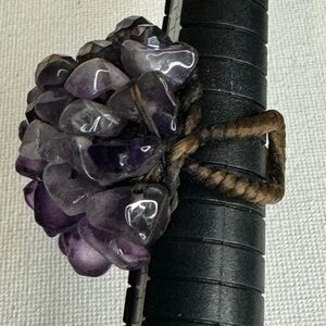 Amethyst Crystal Cluster Purple Statement Piece Adjustable Ring